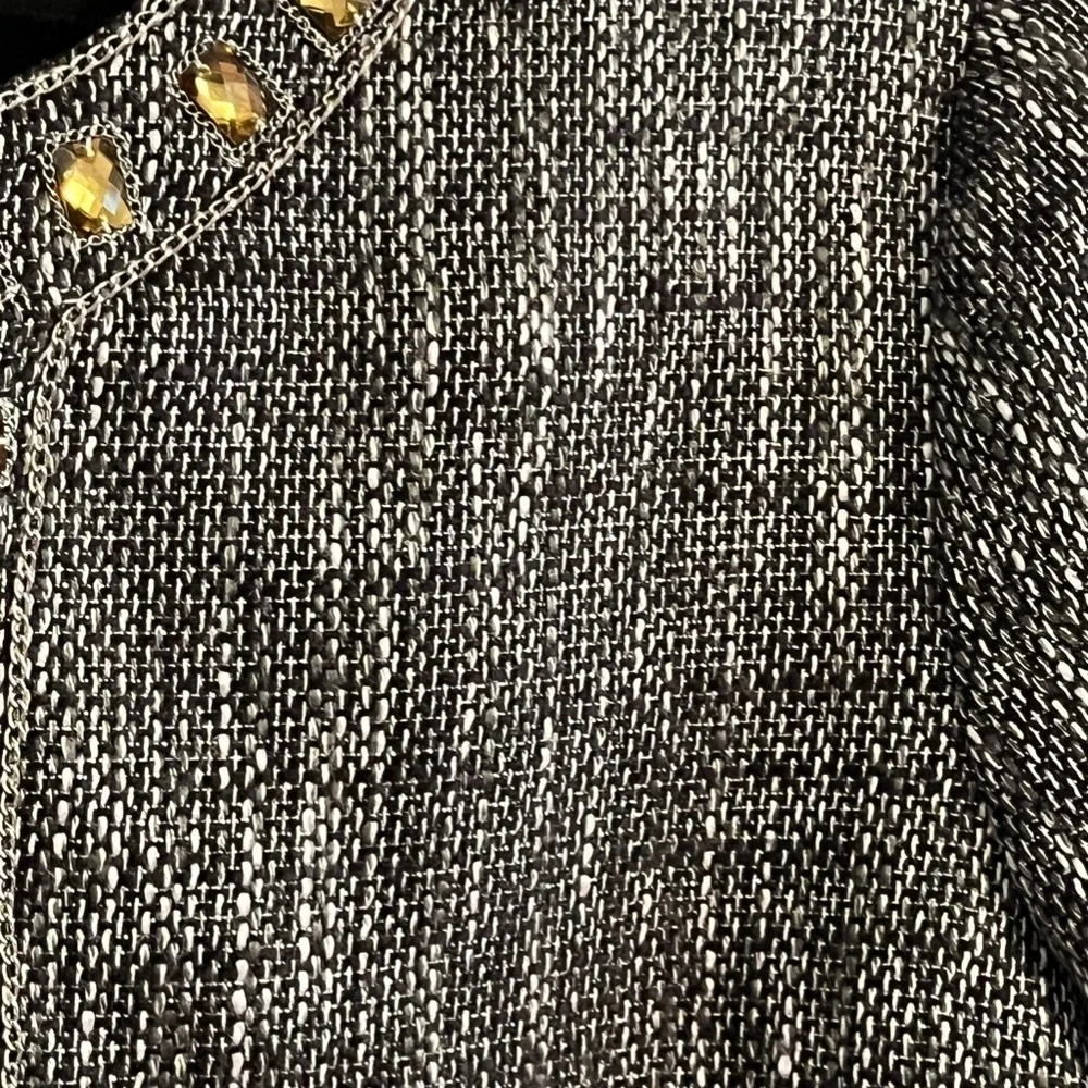 Chicos Jewel Tweed Jacket 12 Black Classic Resort Preppy Old‎ Money Luxury Chic